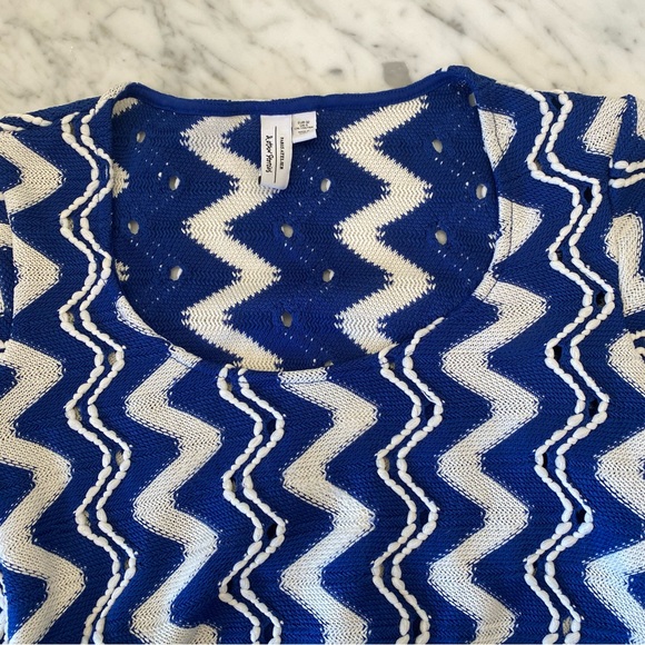 Women's & Other Stories Cropped Woven Top, Wavy Blue/White Size XS - Picture 2 of 7